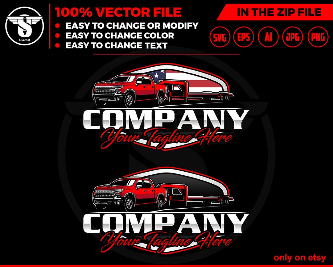 Hotshot Trucking Logo Design: Trailer Towing Company (digital Download ...