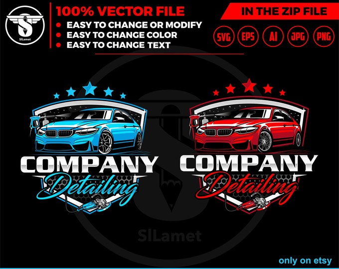 auto detailing car logo template - Car Detailing Services logo - car wash logo template - car clean logo - auto detailing logo,  BMW M3 F80