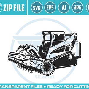 Skid Steer Grapple SVG: Bulldozer Logo, Heavy Equipment (Digital Download)