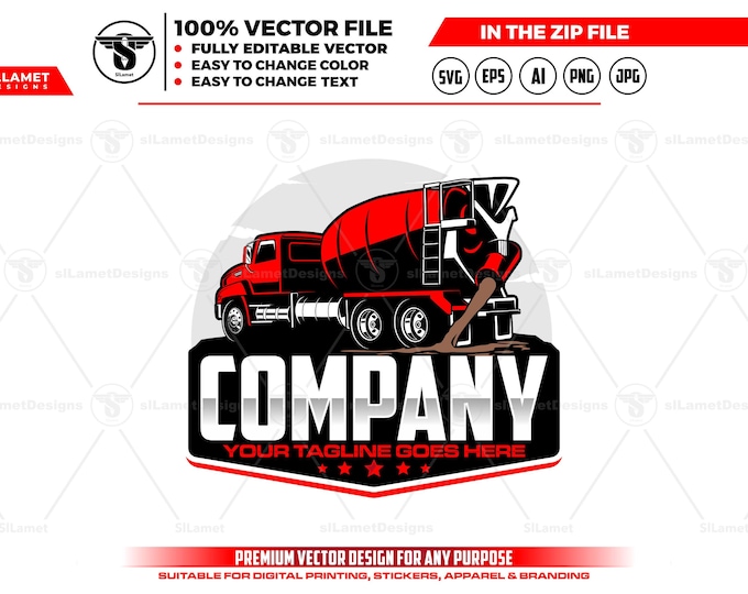 Mixer Truck Logo: Cement Concrete truck svg, vector file