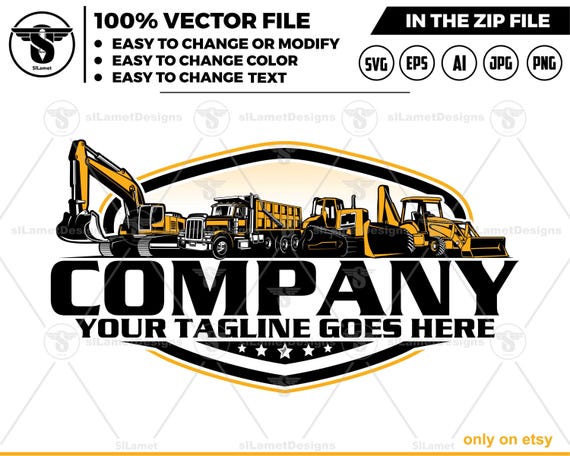 equipment vehicles logo, heavy equipment svg, excavator, dump truck, bulldozer, Backhoe, heavy equipment rental logo, heavy equipment repair