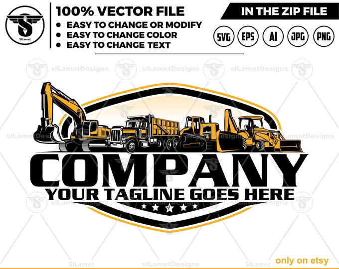 equipment vehicles logo, heavy equipment svg, excavator, dump truck, bulldozer, Backhoe, heavy equipment rental logo, heavy equipment repair