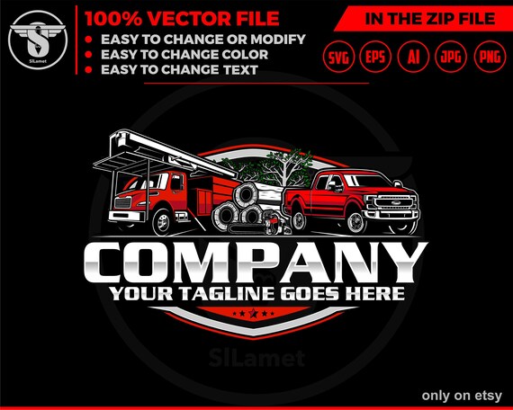 tree sevice logo - Forestry Bucket Trucks logo - chainsaw logo - Tree trimmer truck