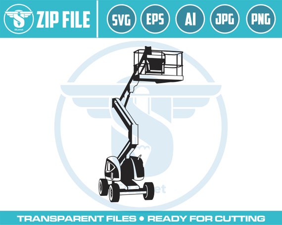 Cherry Picker SVG, Cherry Picker Vector, Bucket Truck SVG, Boom lift svg, Man lift, Basket crane, Hydraladder, Cut file, for silhouette, svg