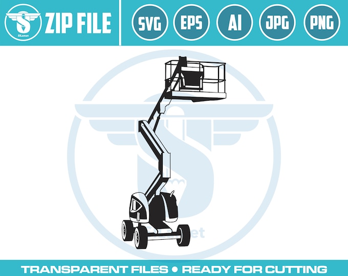 Cherry Picker SVG, Cherry Picker Vector, Bucket Truck SVG, Boom lift svg, Man lift, Basket crane, Hydraladder, Cut file, for silhouette, svg
