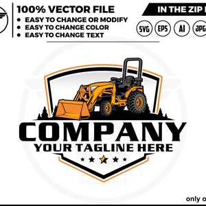 Tractor Logo: Kubota Style Farm Equipment (Digital Download)