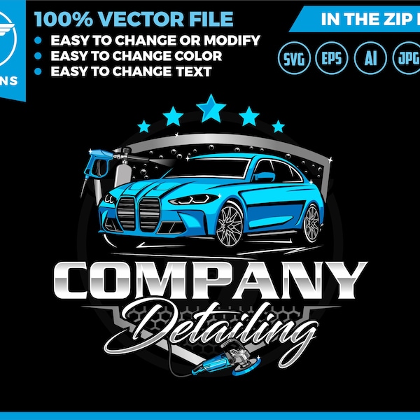 auto detailing car logo template - Car Detailing Services logo - car wash logo template - car clean logo - auto detailing logo SVG