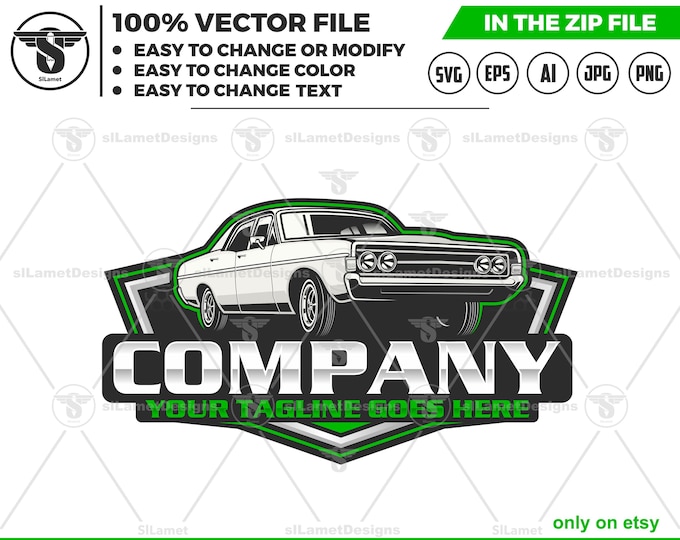 1968 Ford Fairlane Logo - Muscle Car Logo - Classic 4-Door Car Design - Vintage American Auto Icon - Retro Ford Badge