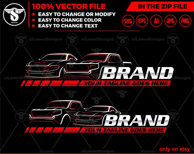 pickup and sport car logo, sport car logo, automotive logo, luxury car logo, car logo svg, automotive, car logo template, car dealer logo