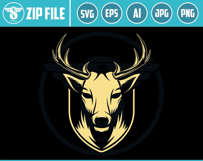 deer emblem svg, head deer svg, Deer svg, Deer Hunting svg , Hunting Instant Download,SVG, PNG, EPS, dxf, jpg Image Cut File for Cricut