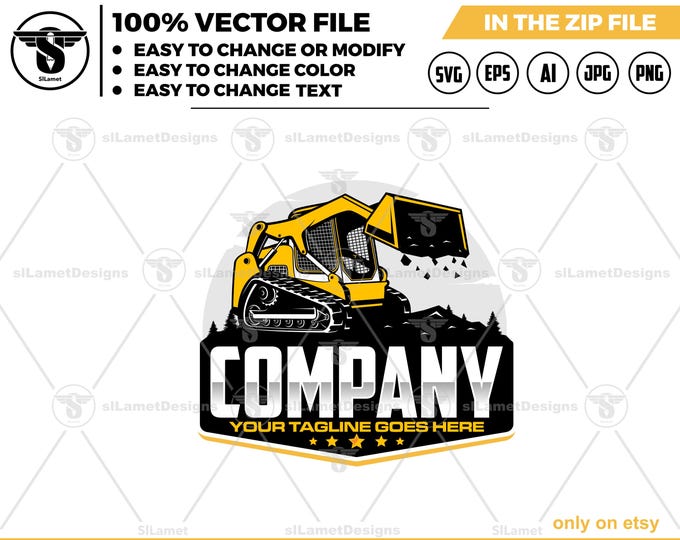 Skid Steer Logo: Heavy Equipment, Earth Digging SVG