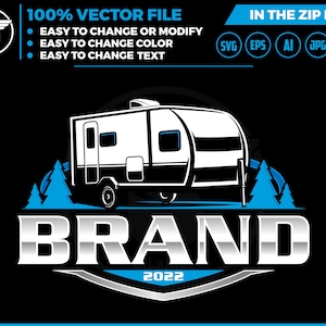 camper trailer logo, van logo, camper van logo, travel, trailer, outdoor, holiday, vacation, camp, enjoy, family, recreation, trip, tour