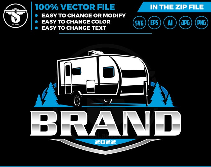 camper trailer logo, van logo, camper van logo, travel, trailer, outdoor, holiday, vacation, camp, enjoy, family, recreation, trip, tour