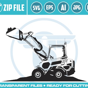 Skid Steer Loader Logo SVG: Bulldozer, Heavy Equipment (Digital Download)