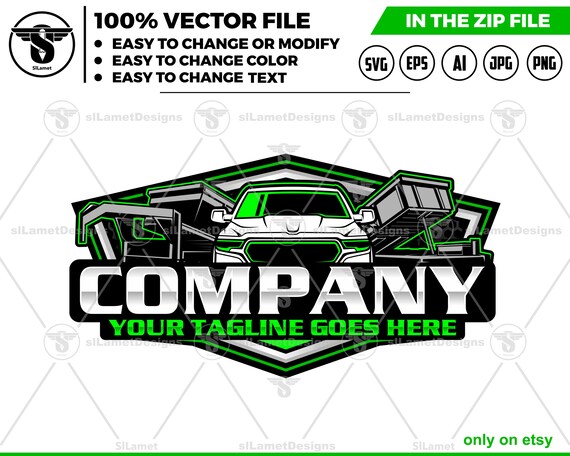 Pickup & gooseneck dump trailers Logo - Pickup Truck Trailer Logo Template - Hauling Equipment Branding - dump trailer logo