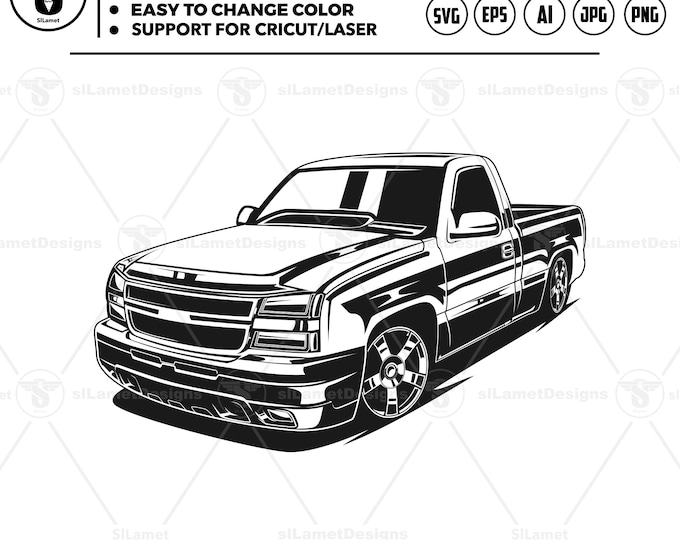 Chevrolet Silverado 1500 SVG: Pickup Truck Vector Cut File
