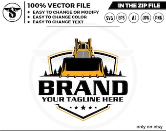 Bulldozer Logo Design – Heavy Equipment (svg, eps, png, jpg, ai) (Digital Download)