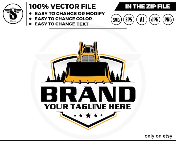 Bulldozer front view logo - equipment vehicles logo - heavy equipment logo - Bulldozer svg - John Deere Dozer
