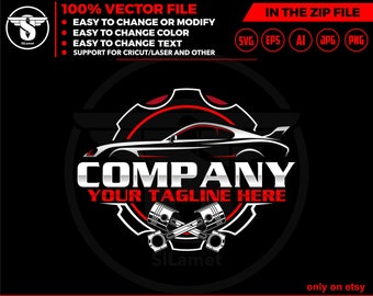 Car Service Logo Template: Automotive Repair Design (Digital Download)