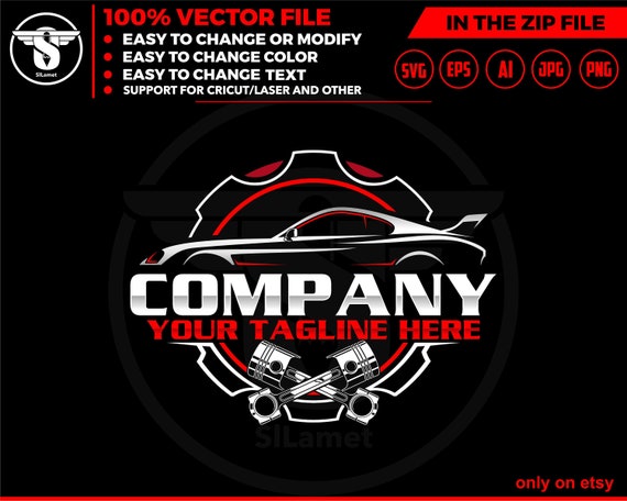 pistons car logo - car service logo - car repair logo template