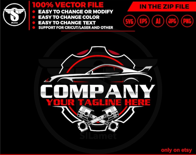 pistons car logo - car service logo - car repair logo template