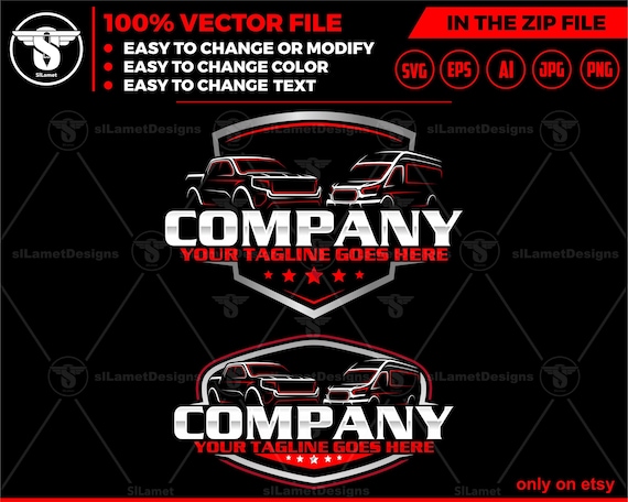pickup and delivery van logo, automotive logo, automotive, car logo template, car dealer logo , delivery vehicle logo - pickup and van logo
