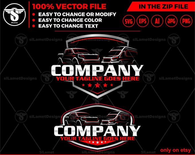 pickup and delivery van logo, automotive logo, automotive, car logo template, car dealer logo , delivery vehicle logo - pickup and van logo