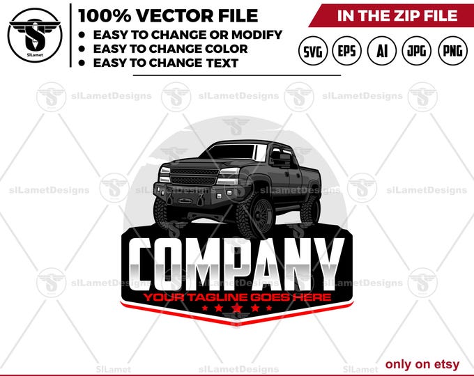 pickup Truck Logo - Chevrolet Silverado 2500 HD  Template (Digital Download)