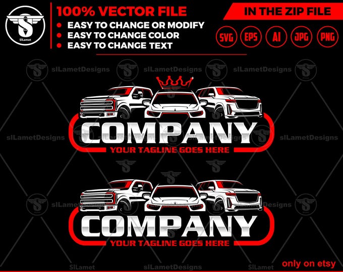 Pickup, car and suv Car Logo - Automotive Business Logo - Car Detailing logo - auto detailing - pickup and car logo,  Automotive logo