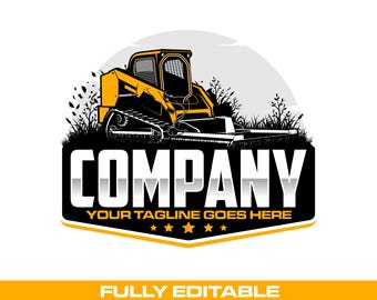 Skid Steer Brush Cutting Logo: Fully Editable, Forestry & Land Clearing SVG Vector Design