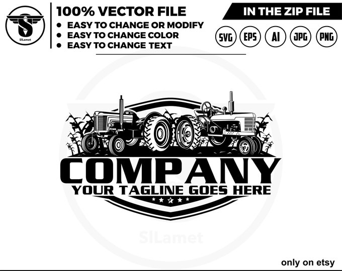 vintage tractor logo - vintage tractor silhouette - old tractor logo - classic tractor logo - 1946 Farmall H Tractor