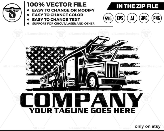 america car carrier logo - car transport trailer truck logo - USA car carrier logo - car carrier silhouette, car carrier cricut