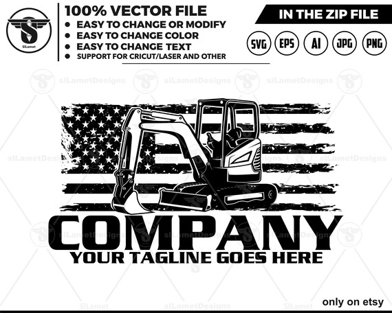 america mini excavator logo svg, excavator, USA mini excavator svg , United States mini excavator