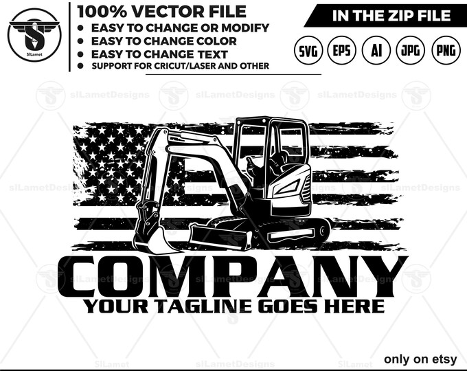 america mini excavator logo svg, excavator, USA mini excavator svg , United States mini excavator