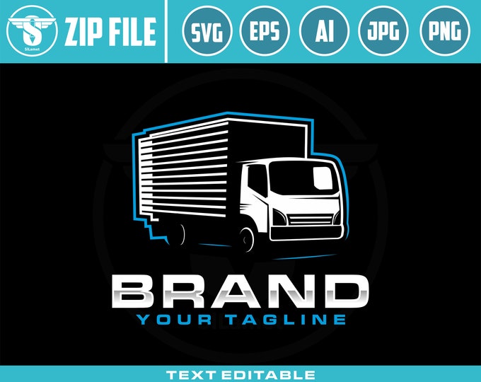 cargo truck logo SVG, Delivery box truck logo, Delivery logo, shipping logo, Cargo Delivery Van SVG, Moving Vehicle, Delivery Van Truck Svg