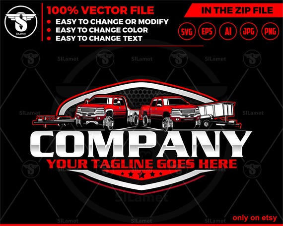 pickup and dump trailer, flatbed trailer logo - pickup and Bumper Pull Dump Trailer - dump towing logo - dump rental Logo -gmc pickup truck