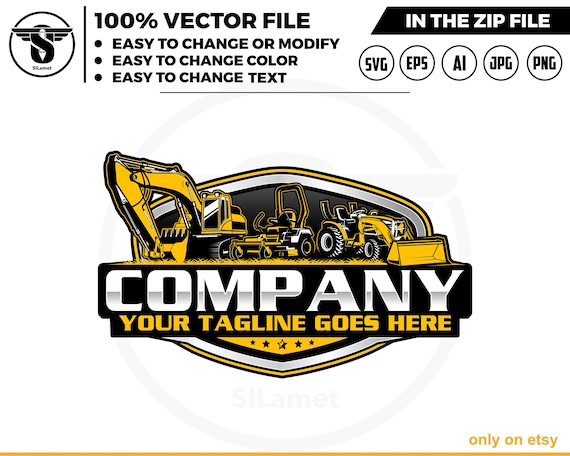 equipment vehicles logo, heavy equipment svg, backhoe, excavator, zero turn mowers, equipment farm logo