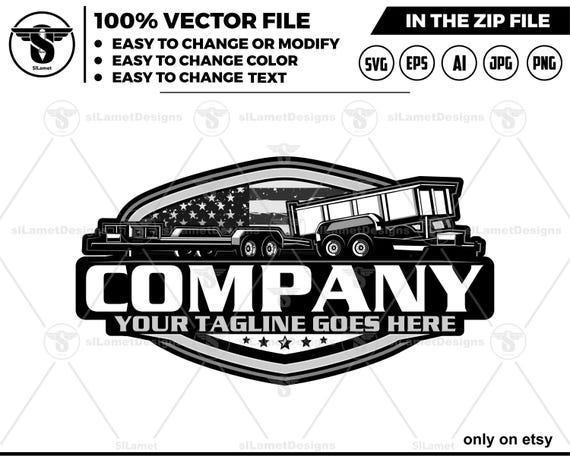 america dump trailer and car hauler trailer trailer logo, flat bed and dump trailer rental logo, trailer rental logo