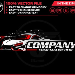 Sjabloon carwash-logo: autodetails SVG, EPS, PNG (digitale download)