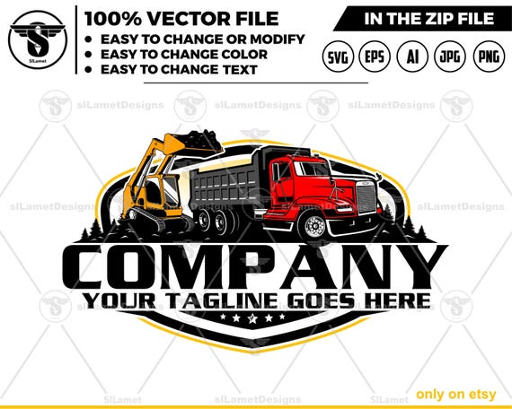 Skid steer loader logo, skid steer and dump truck logo, skid steer svg, dump truck logo, Heavy Equipment logo, Bulldozer svg, Wheel Loader