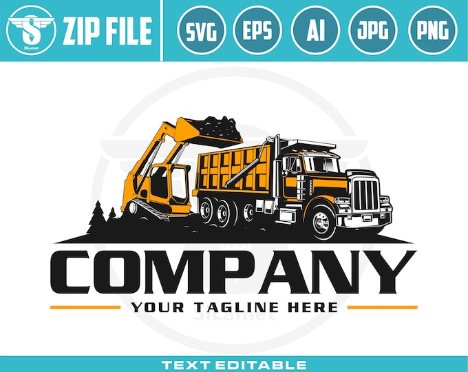 Skid steer loader logo, skid steer and dump truck logo, skid steer svg, dump truck logo, Heavy Equipment logo, Bulldozer svg, Wheel Loader
