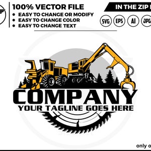 Logging Equipment Logo: Heavy Machines Vector Graphics (Digital Download)