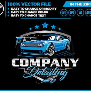 auto detailing - szablon logo samochodu - Logo usług car detailingu - szablon logo myjni samochodowej - logo czyszczenia samochodu - logo auto detailingu SVG - auto
