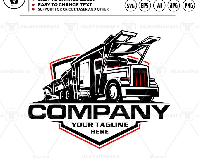 Car Carrier Truck Logo: Transport Trailer Design (Digital Download)