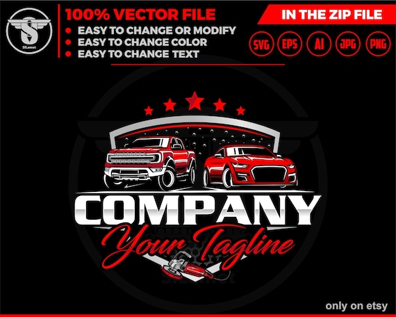 pickup truck and sport car wash - Car wash pickup truck logo template - car wash logo - cleaning car logo - automotive - detailing logo