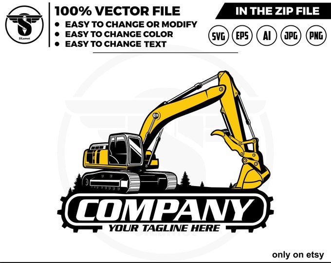 Deere Excavator logo, digging logo, Excavator Clipart, Excavator svg, Excavator png, Heavy Equipment svg, Construction Logo