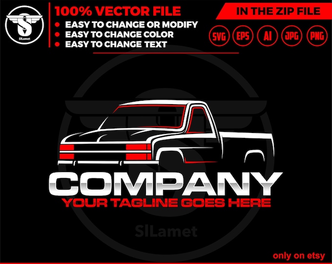 CHEVY pickup truck logo - Chevrolet truck logo - pickup truck logo template - Chevy Silverado Truck 1993-1996