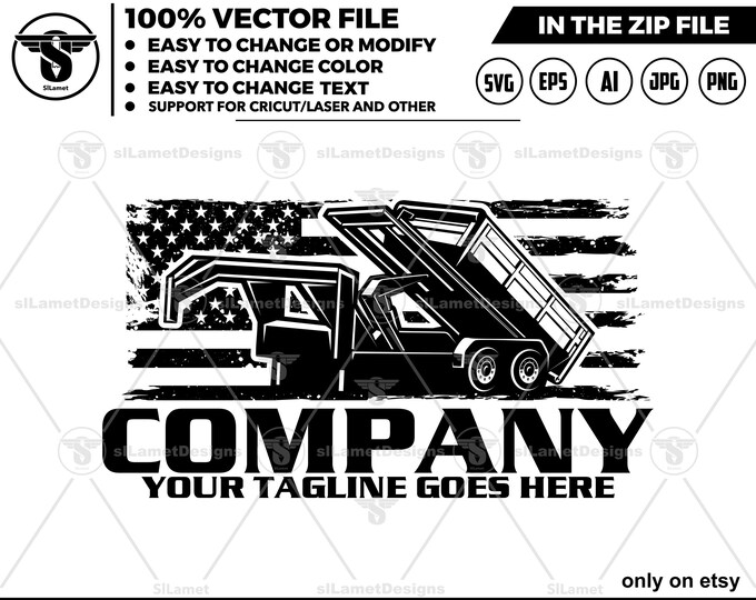 america dump roll off trailer logo Logo - dump roll Trailer Logo Template - Hauling Equipment Branding - USA dump trailer logo