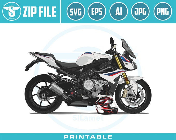 BMW S1000R SVG, sport bike svg, illustration racing motorbike, vector racing motorbike, print racing motorbike, t-shirt screen printing