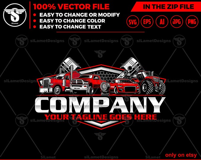 Car Service Logo - Car Repair Logo - Tire Repair Logo - Auto Garage Logo - Vehicle Maintenance Design